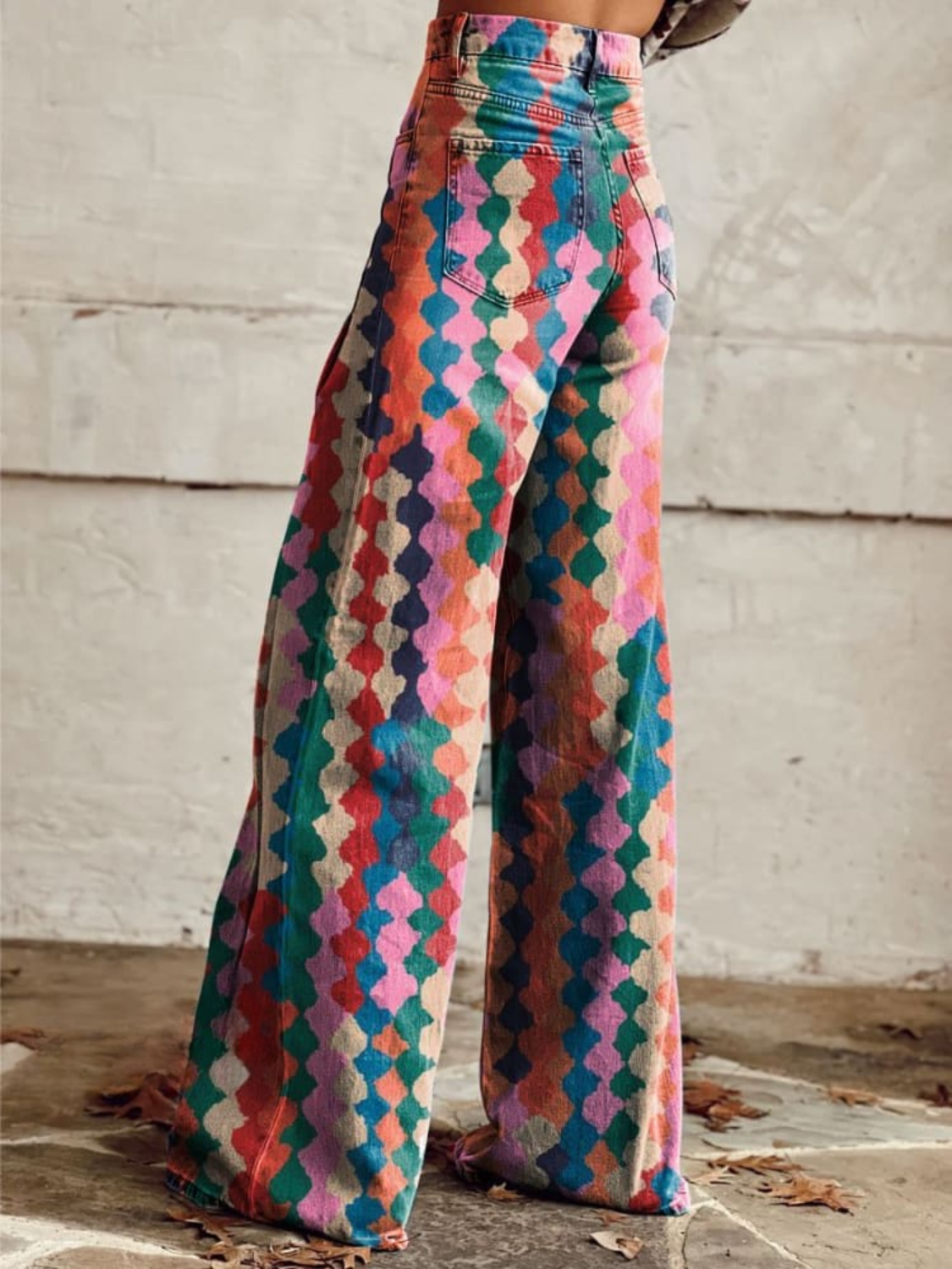 Regenbogen-Mosaik-Hose mit weitem Bein – Entfesseln Sie Ihr inneres Selbstbewusstsein