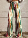 Vintage-Streifen-Wellen-Hose mit weitem Bein – Genießen Sie mühelose Eleganz und Komfort