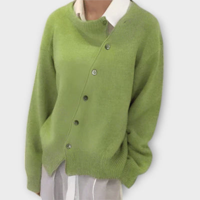 Asymmetrischer Knopf-Cardigan – Mühelose Raffinesse mit modernem Twist