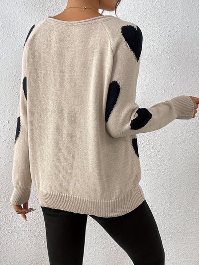 Pullover mit Herzmuster – Romantischer Stil mit gemütlicher Wärme