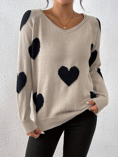 Pullover mit Herzmuster – Romantischer Stil mit gemütlicher Wärme