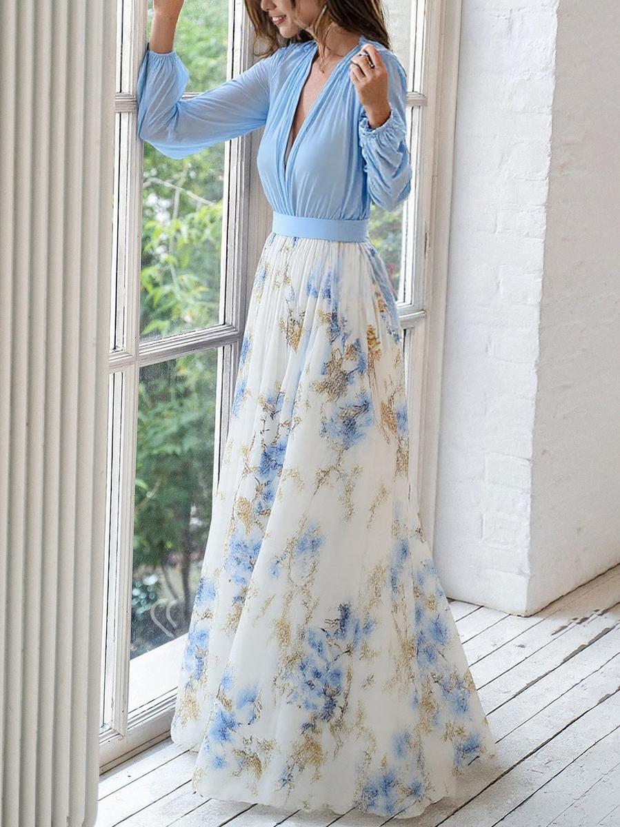 Blumiges Chiffon-Maxikleid – Anmutige Eleganz für besondere Anlässe