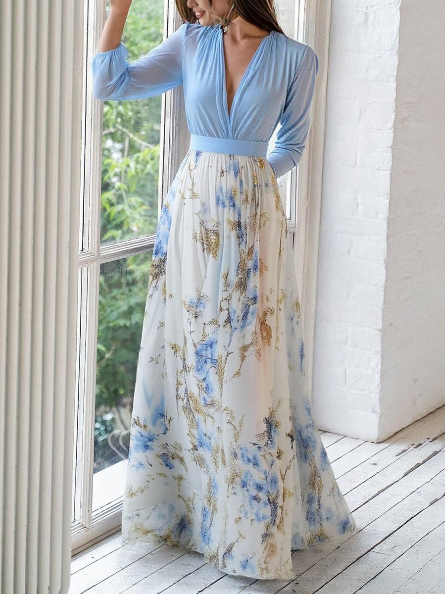 Blumiges Chiffon-Maxikleid – Anmutige Eleganz für besondere Anlässe