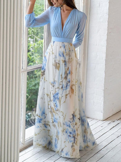 Blumiges Chiffon-Maxikleid – Anmutige Eleganz für besondere Anlässe