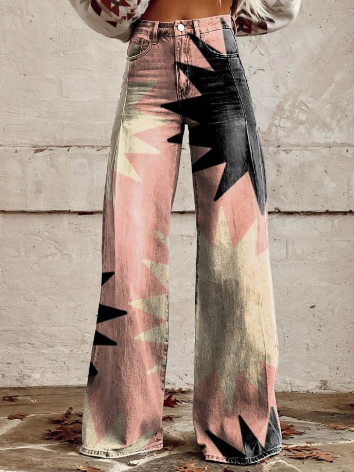 Geometrische Starburst-Hose mit weitem Bein – Genießen Sie mühelosen Stil und Komfort