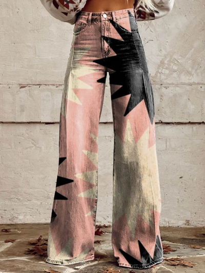 Geometrische Starburst-Hose mit weitem Bein – Genießen Sie mühelosen Stil und Komfort