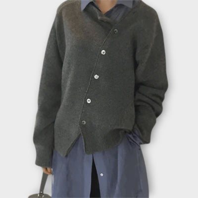 Asymmetrischer Knopf-Cardigan – Mühelose Raffinesse mit modernem Twist