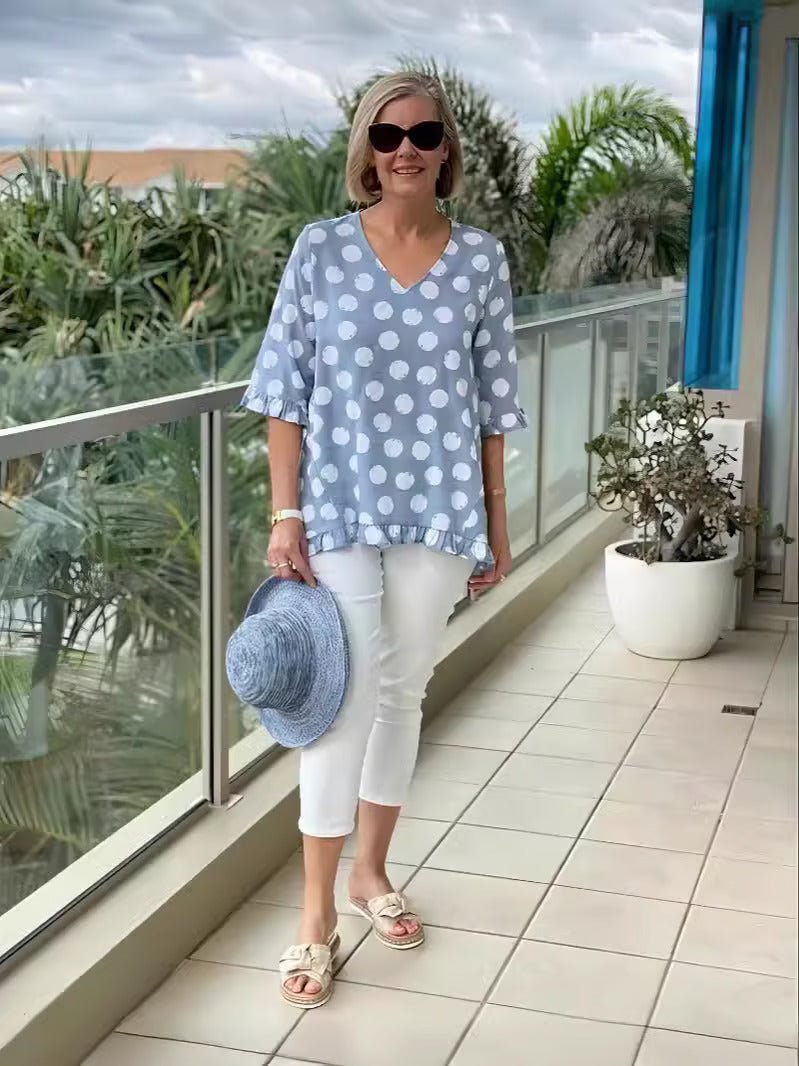 Punktmuster-Bluse – Verspielte Eleganz mit Luftigem Komfort