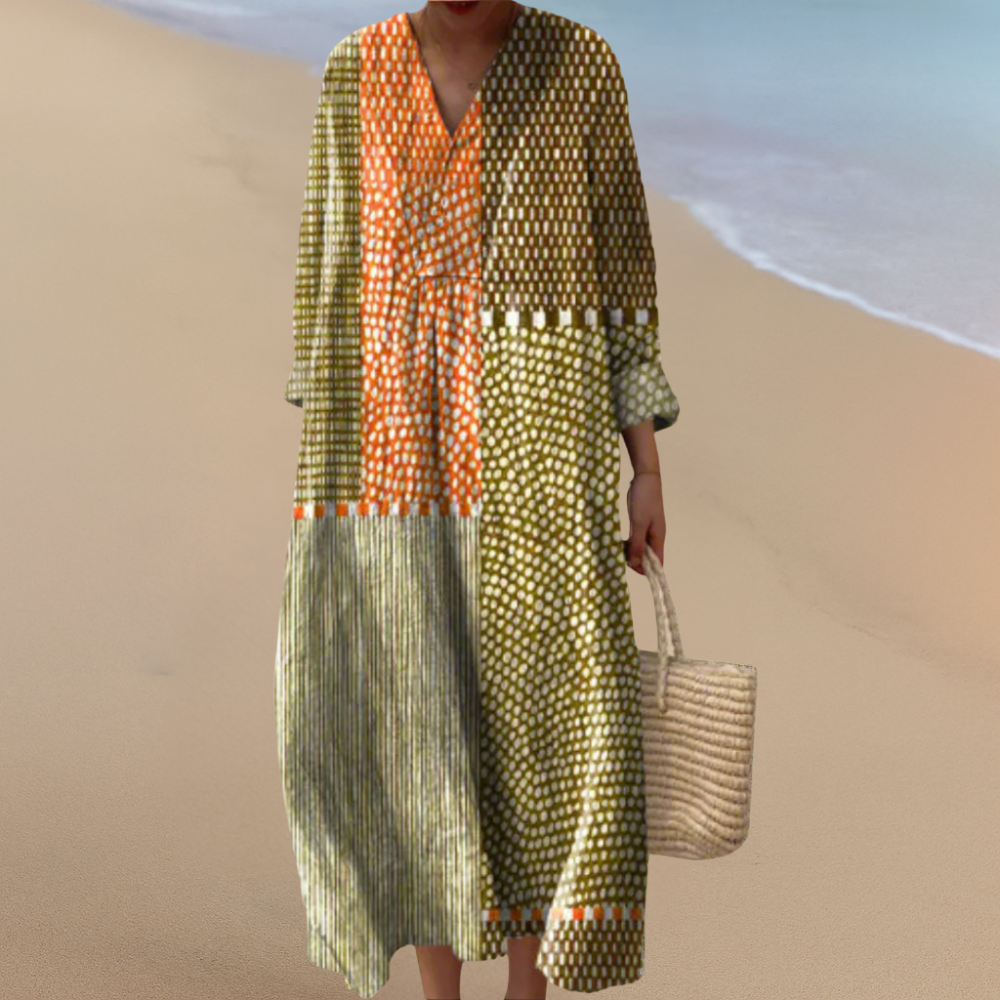 Patchwork-Maxikleid – Bohemienhafte Eleganz mit Künstlerischem Flair
