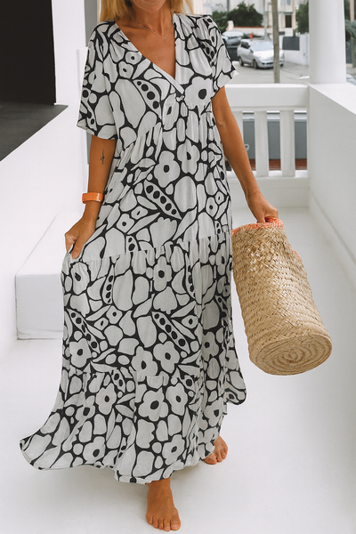 Maxikleid mit Botanischem Print – Frische Eleganz für Sonnige Spaziergänge