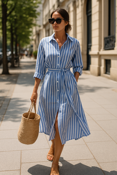 Gestreiftes Hemdkleid – Müheloser Chic für Sonnige Tage