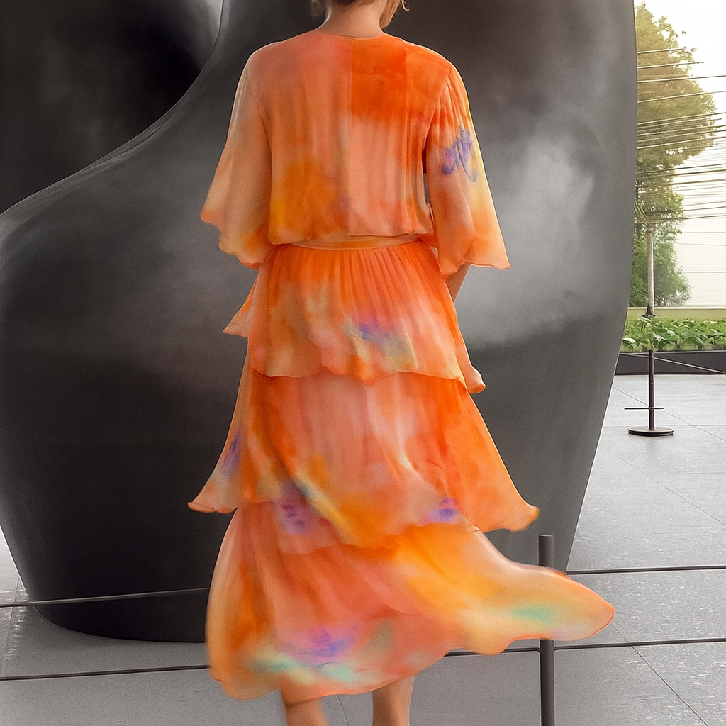 Fließendes Stufen-Midikleid – Mühelose Eleganz, Die Alle Blicke Auf Sich Zieht