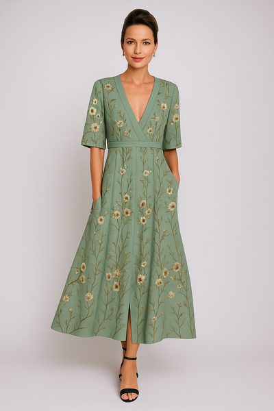 Elegantes Blumenkleid in Maxilänge – Anmutiger Charme Für Jeden Anlass