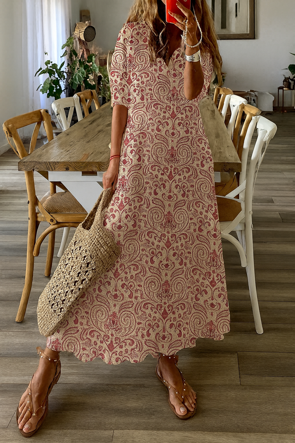 Geblümtes Stufen-Midikleid – Luftige Eleganz für Mühelose Tage