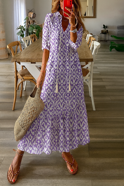 Geblümtes Stufen-Midikleid – Luftige Eleganz für Mühelose Tage