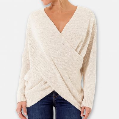 Strickpullover im Wickelstil – Eleganter grüner Komfort