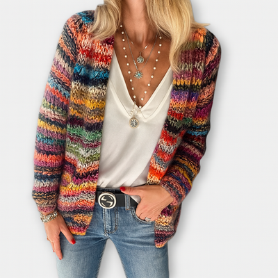 Bunter Strick-Cardigan – Ausdrucksstarke Farbakzente