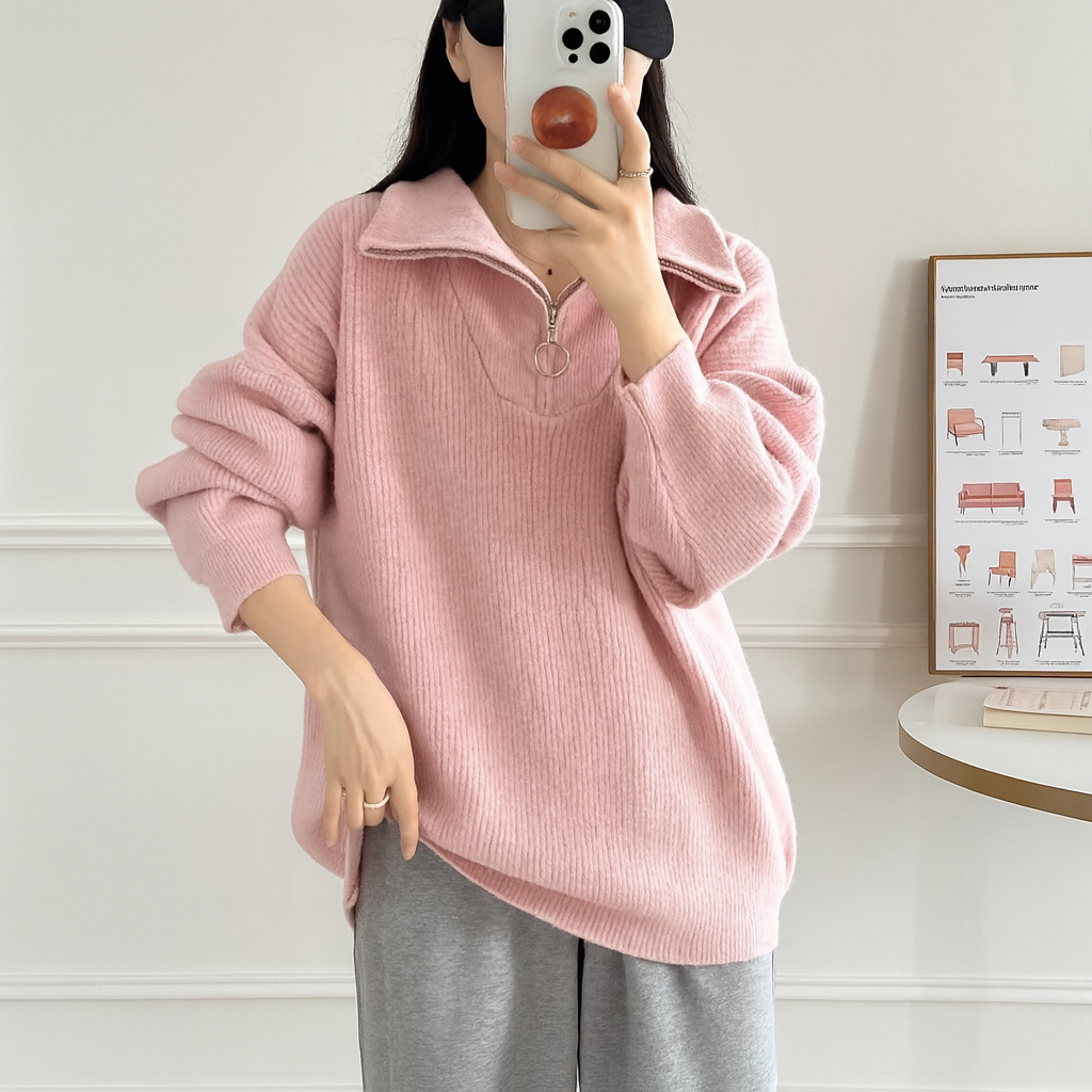 Pullover mit Reißverschluss vorne – Schicke Wärme mit müheloser Eleganz