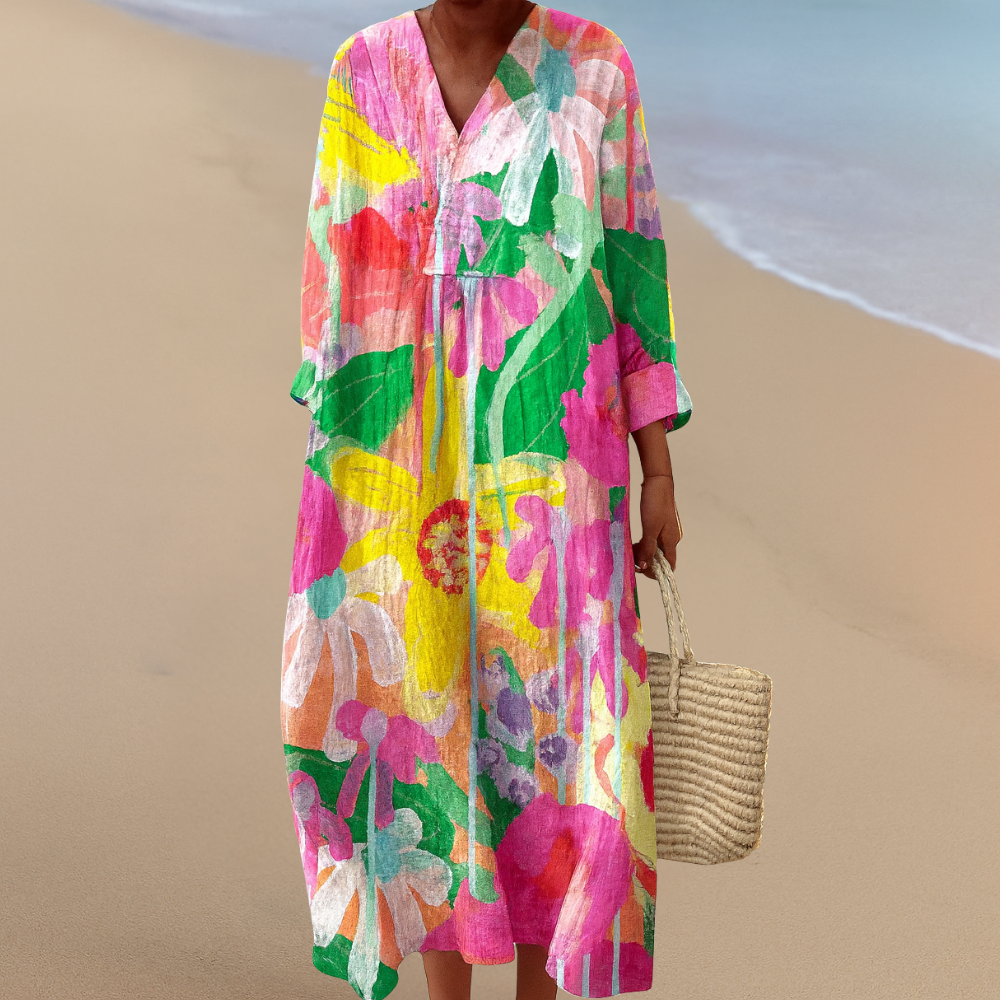 Tropenblüten-Maxikleid – Ein Ausbruch Farbiger Eleganz
