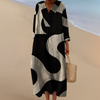 Maxikleid mit Abstraktem Wellenmuster – Moderne Kunst mit Mühelosem Schwung