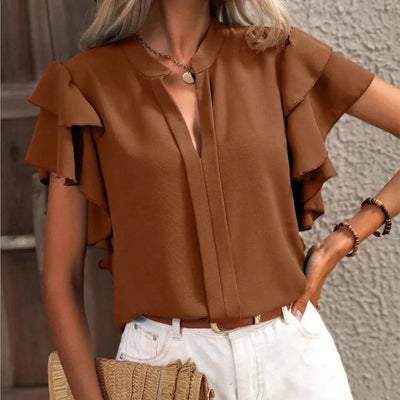 Rüschenärmel-Bluse – Weibliche Eleganz mit Mühelosem Charme
