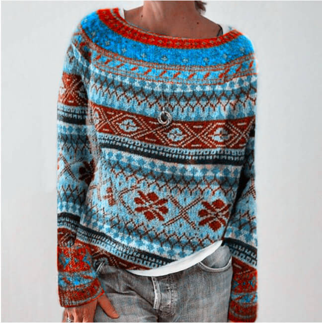 Gemusterter Strickpullover – Verspielte Wärme mit Retro-Charme