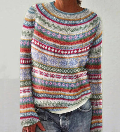 Gemusterter Strickpullover – Verspielte Wärme mit Retro-Charme