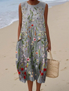 Wildblumenwiese Midi-Kleid – Der Charme der Natur mit mühelosem Komfort