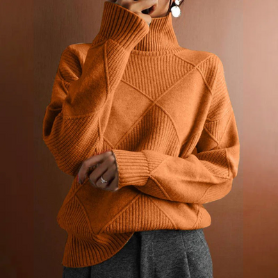 Rauten-Rollkragenpullover – Raffinierte Wärme mit modernem Stil