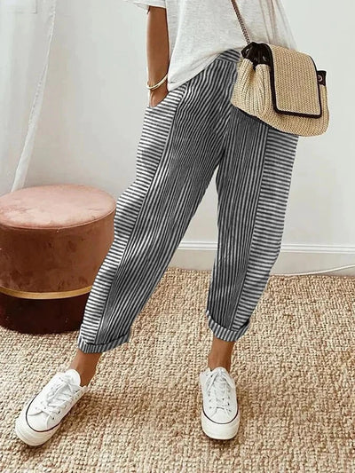 Gestreifte Freizeithose – Müheloser Komfort mit Entspanntem Stil