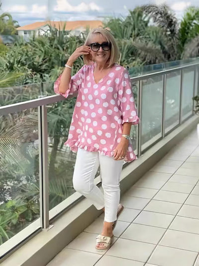 Punktmuster-Bluse – Verspielte Eleganz mit Luftigem Komfort