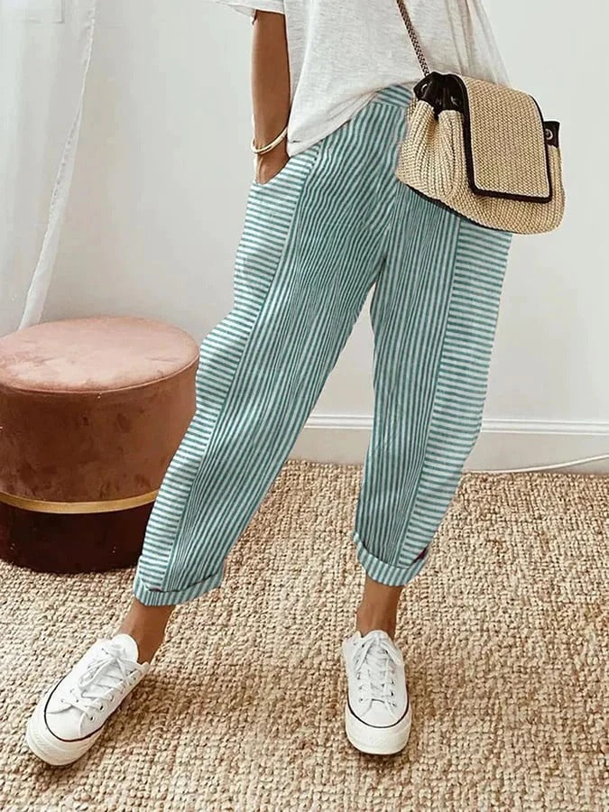 Gestreifte Freizeithose – Müheloser Komfort mit Entspanntem Stil