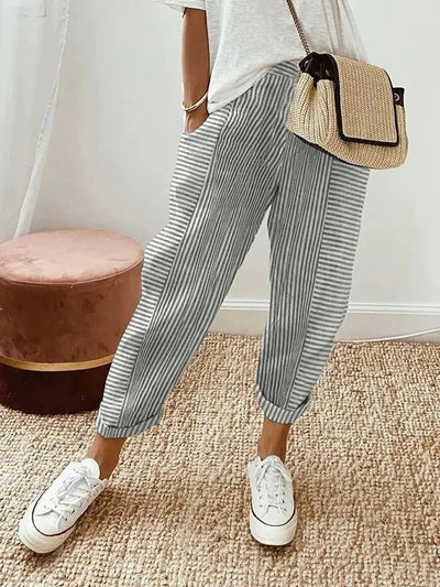 Gestreifte Freizeithose – Müheloser Komfort mit Entspanntem Stil