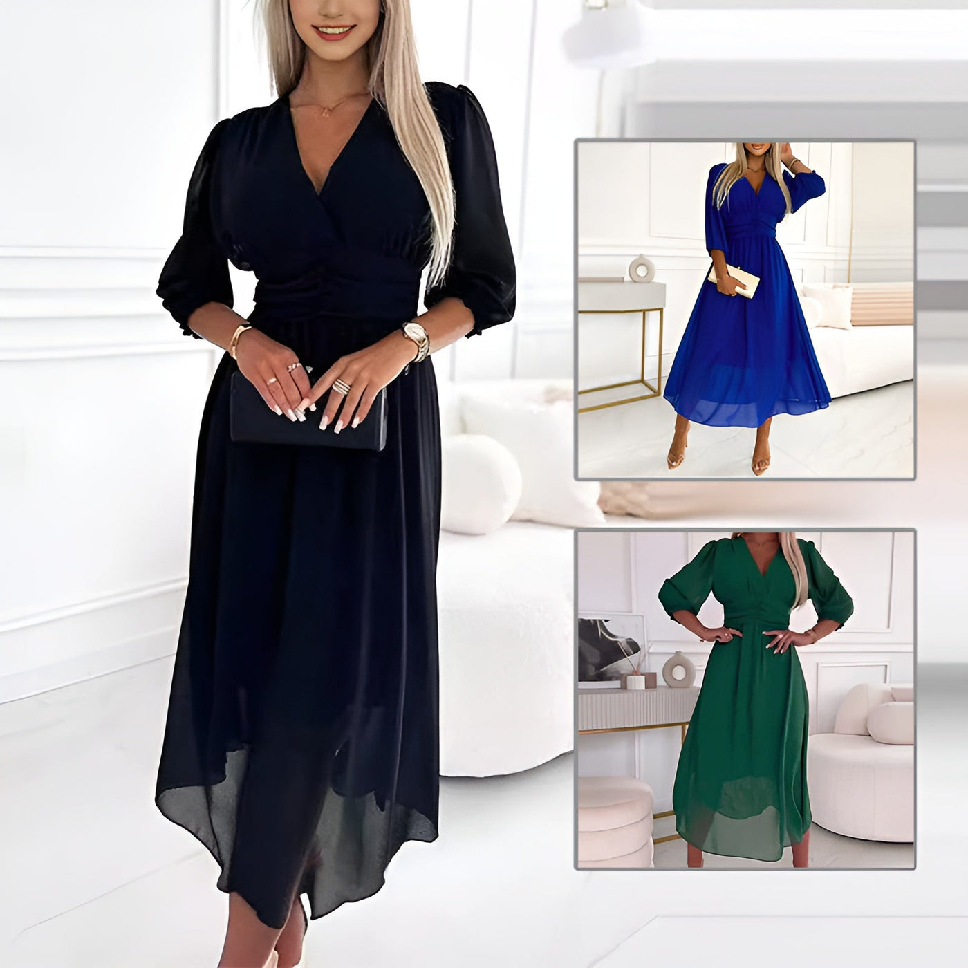 V-Ausschnitt-Midikleid – Zeitlose Eleganz für jeden Anlass
