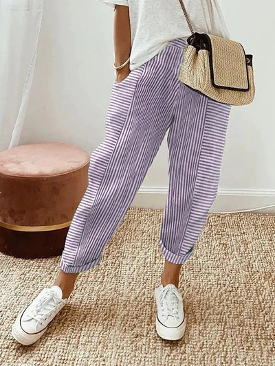 Gestreifte Freizeithose – Müheloser Komfort mit Entspanntem Stil