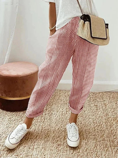 Gestreifte Freizeithose – Müheloser Komfort mit Entspanntem Stil